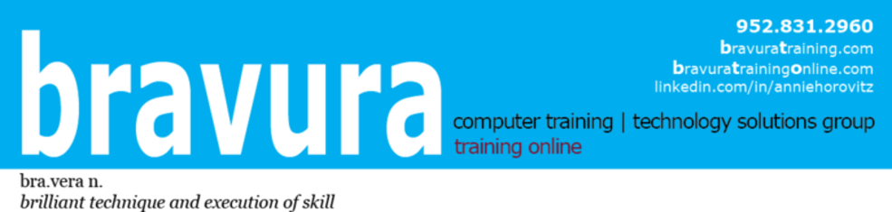 Bravura Computer Training | Microsoft Office | Adobe | QuickBooks